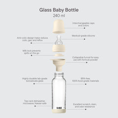 Baby Glass Bottle Set 240ml Silicone - Baby Blue